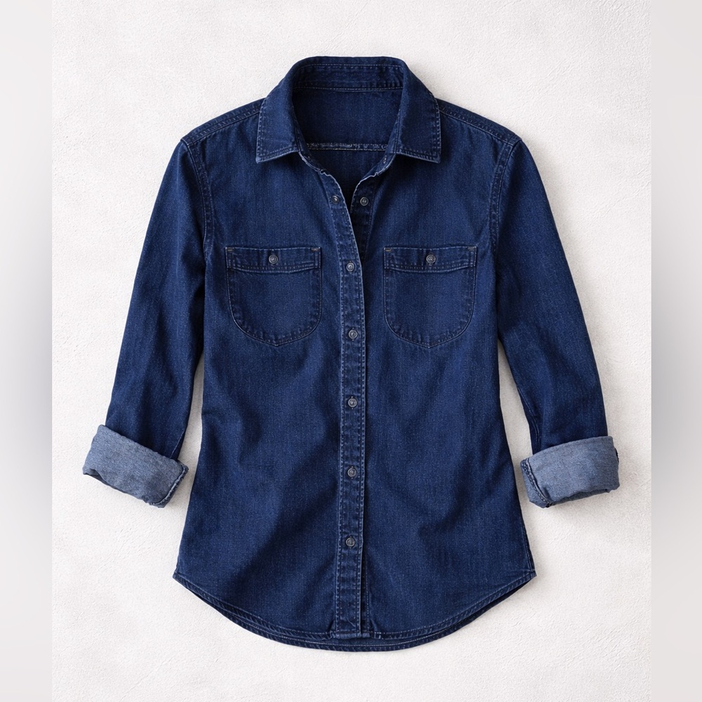 Armani Exchange Vintage Dark Blue Denim Western Y2K‎ Button Down Shirt- size S